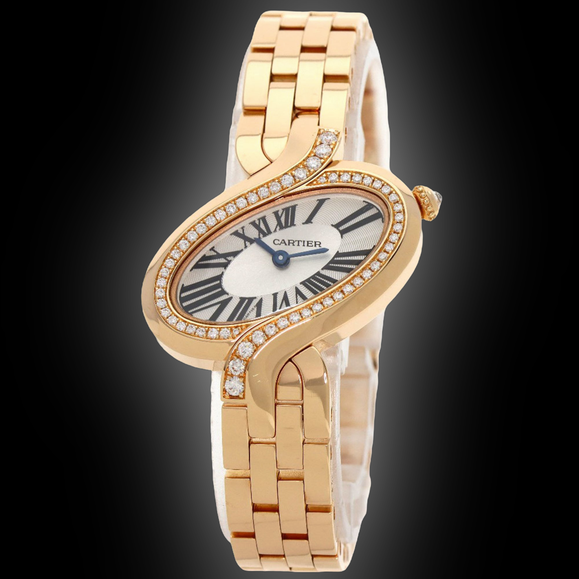 Cartier ノベルティ ルーペ キズミ CARTIER COLISÈE Quartz 24mm Silver DIAMONDS & Blue SAPPHIRES