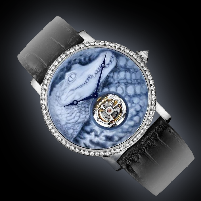 Cartier マスト ドゥ カルティエ クロコダイル マストタンク用/シャイニークロコダイルレザーベルト/フラット/日本製