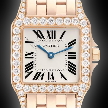Cartier Santos Demoiselle WF90 Silver Grained Dial, 18kt Rose Gold