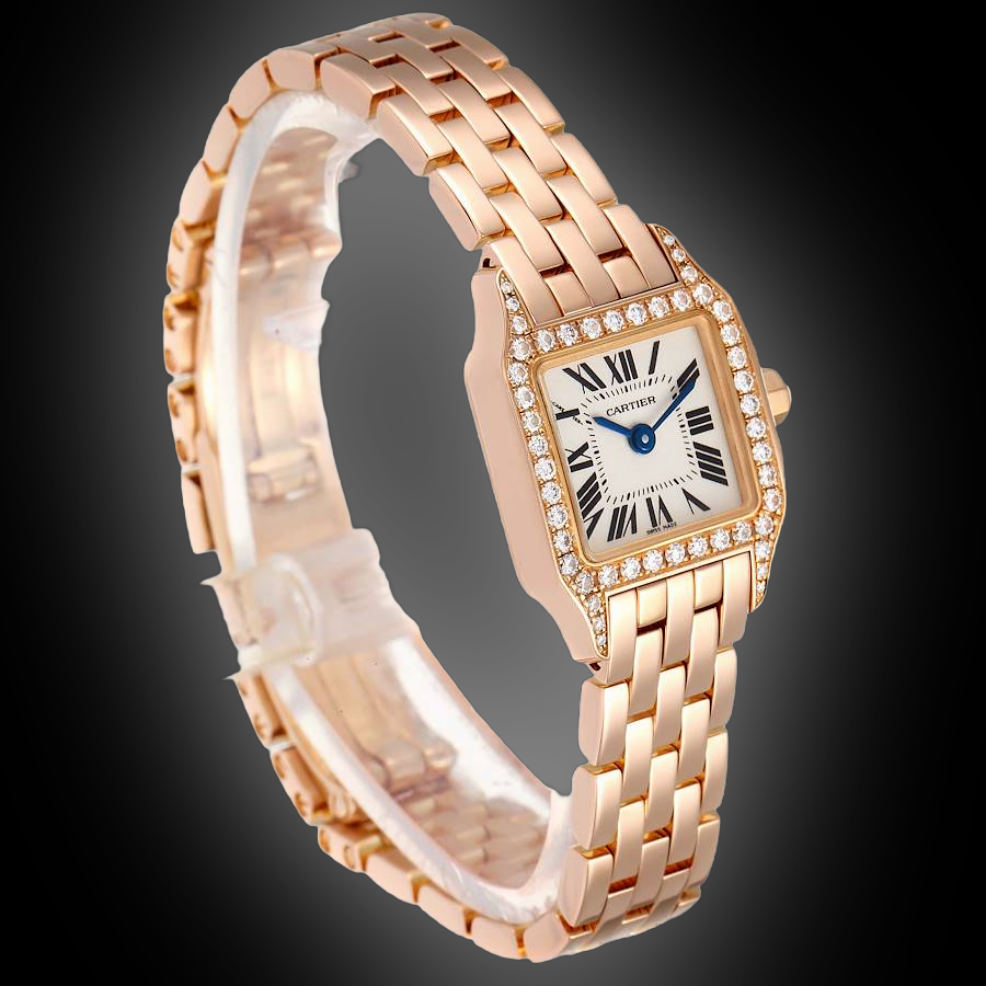Cartier Santos Demoiselle WF90 Silver Dial, 18kt Rose Gold, 24.0