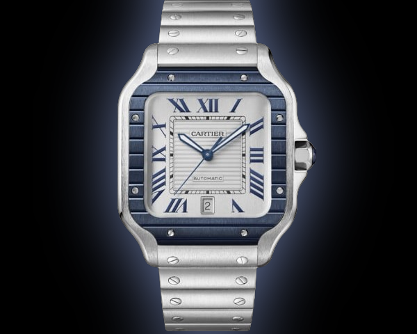 Cartier Santos de Cartier WSSA Blue Striated Dial, Stainless Steel