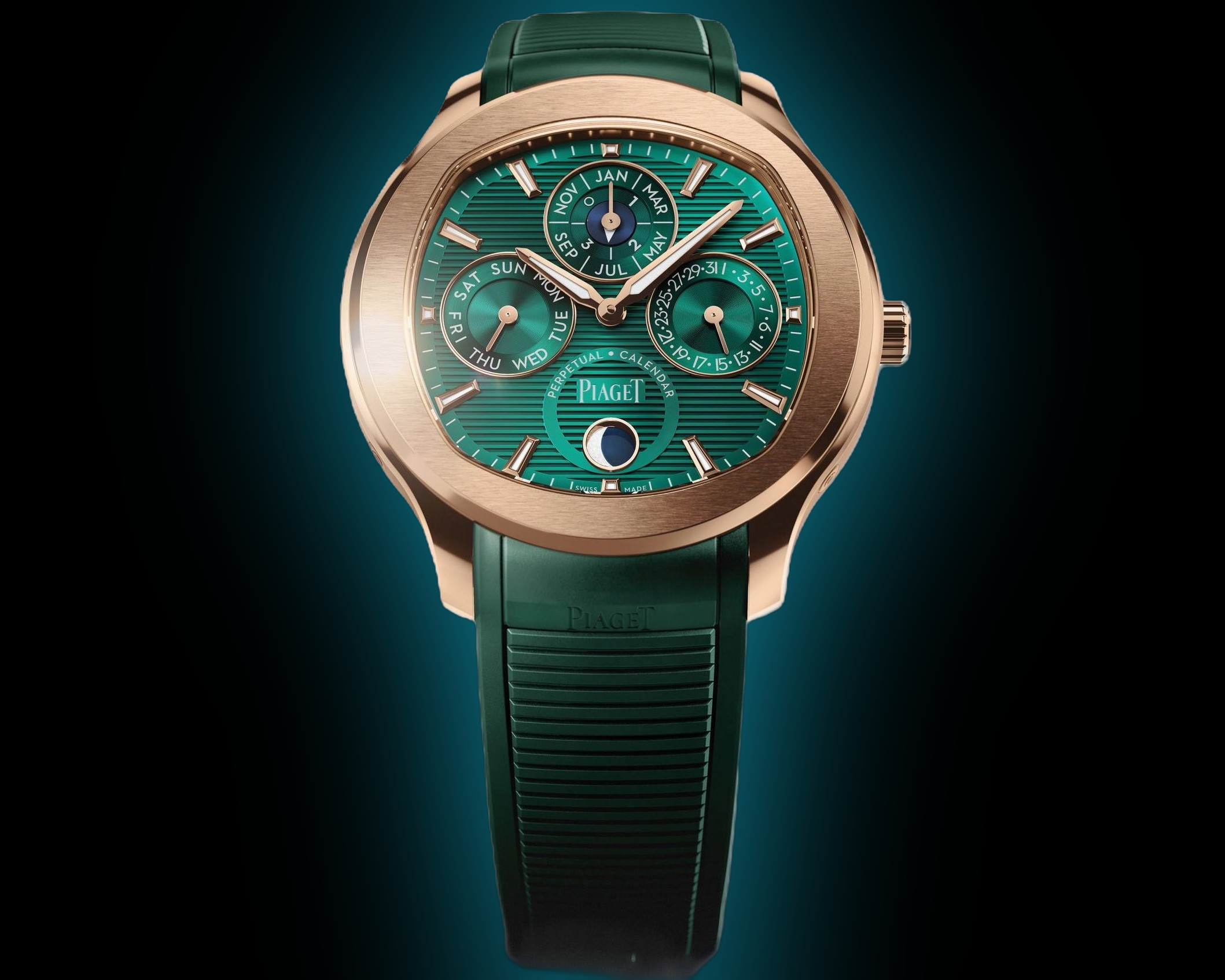 Piaget Polo 47010 Green Dial, 18K Rose Gold, mm, Date