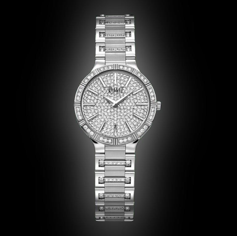 Piaget Dancer 34053 Diamond Pave Dial, 18k White Gold, 28.0 mm, 30.0 m ...