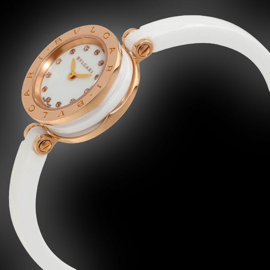 BVLGARI B.zero1 レディース腕時計 BB33SS 白文字盤 Bulgari B.Zero1 White Dial, Pink Gold Ceramic, 23.0 mm