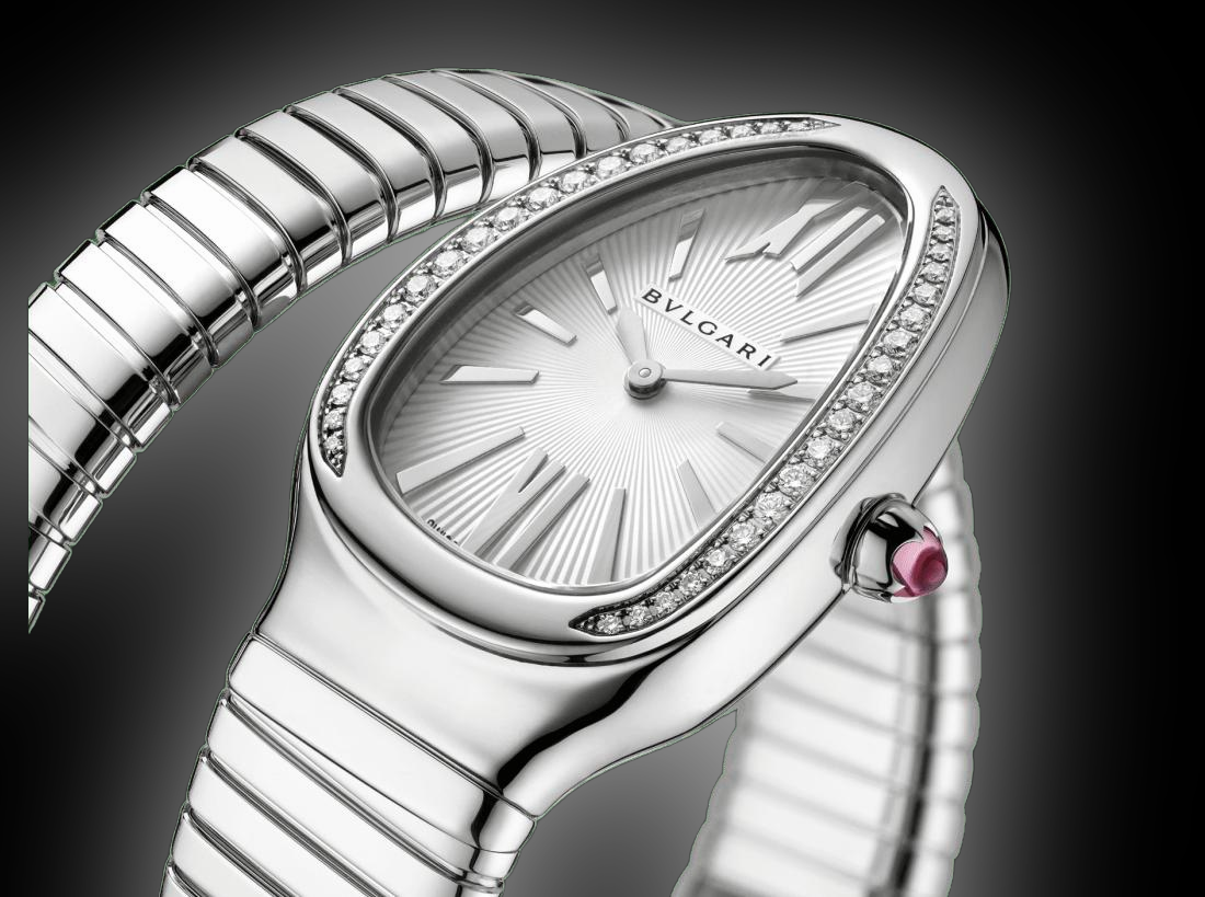 Bulgari Serpenti Tubogas Silver Dial, Stainless Steel, 35.0 mm, Large