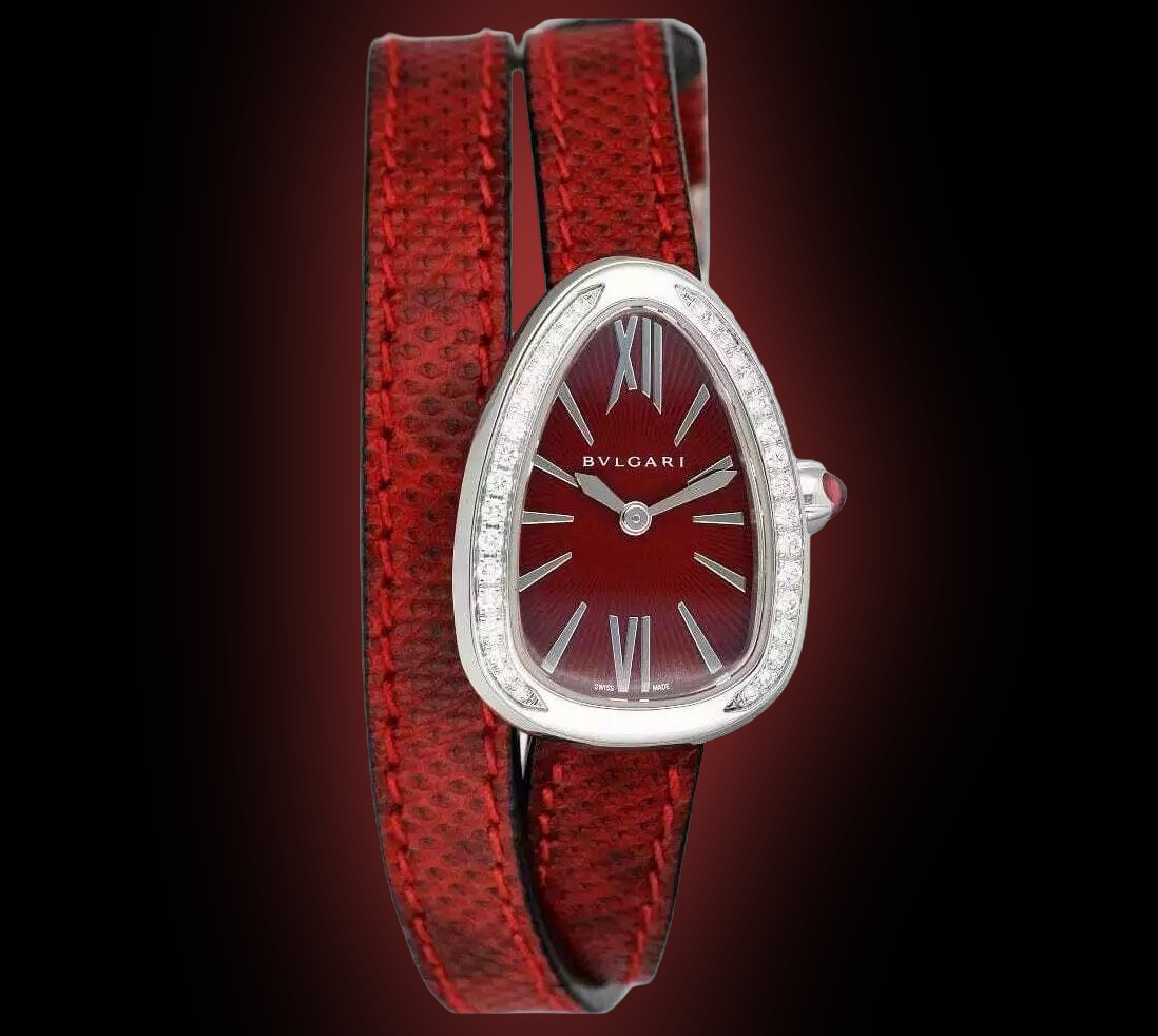 Bulgari Serpenti Skin White Dial, Stainless Steel, 27.0 mm, Gem-Set