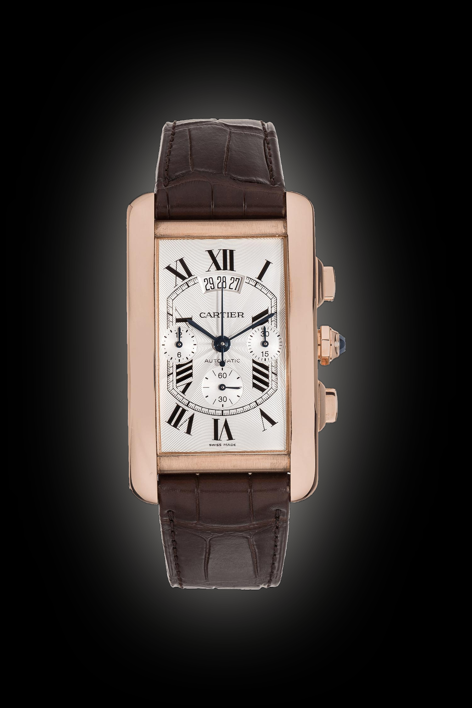 Cartier Tank Americaine W260 Silver Dial, 18kt Rose Gold