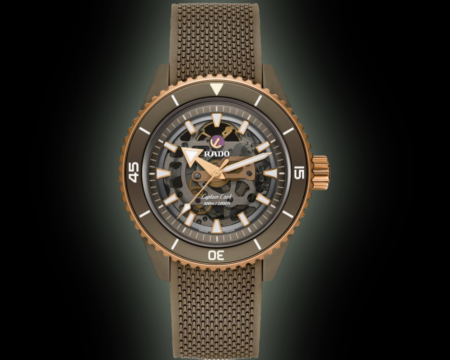 チャ太郎 Rado Captain Cook 3215 Skeleton Grey Dial, High-Tech Ceramic, 43.0