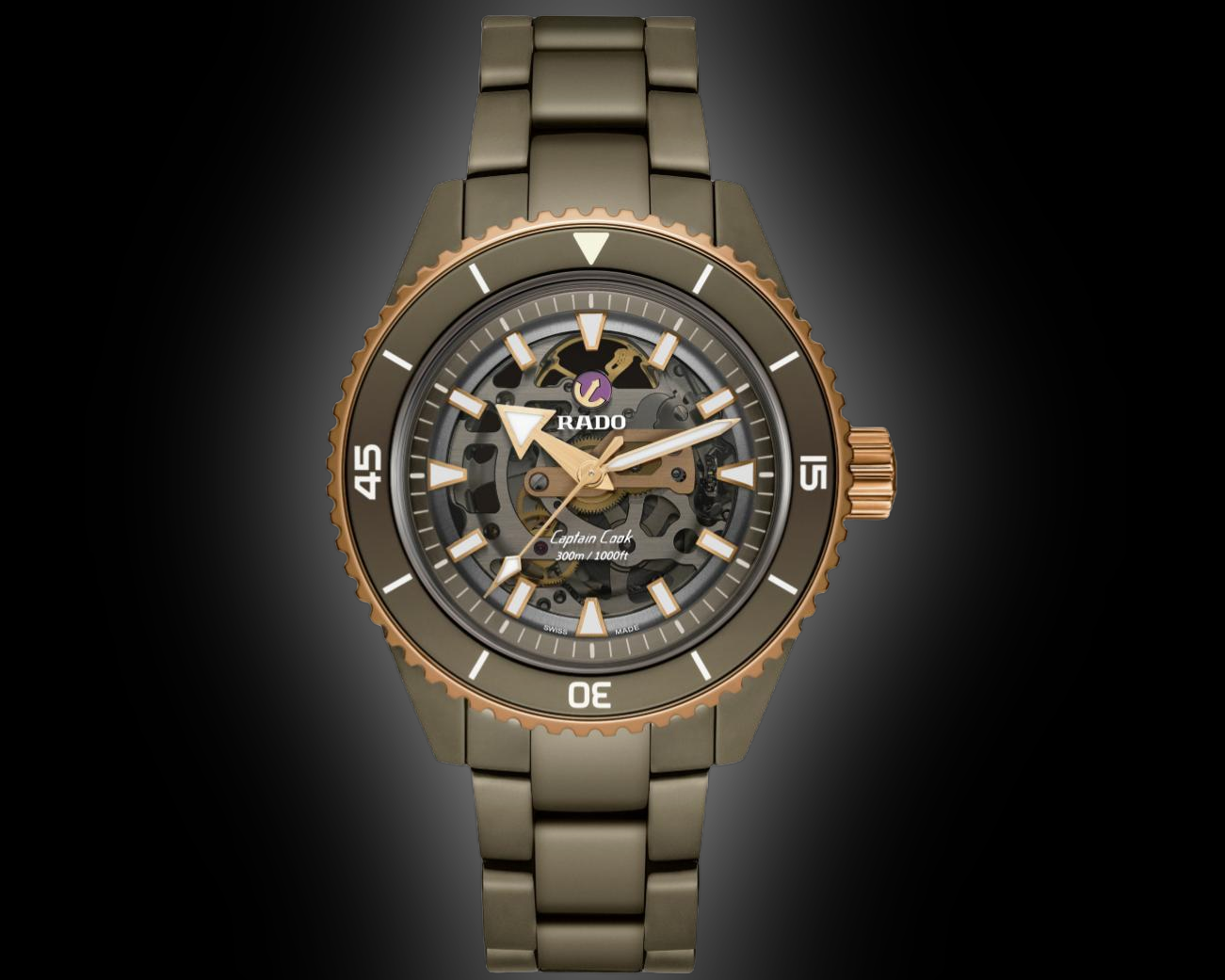 Rado Captain Cook 3215 Skeleton Grey Dial, High-Tech Ceramic, 43.0