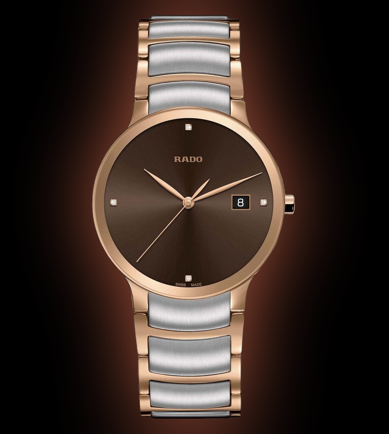 Rado Centrix 3055 Brown Dial, Stainless Steel, 38.0 mm, Diamonds