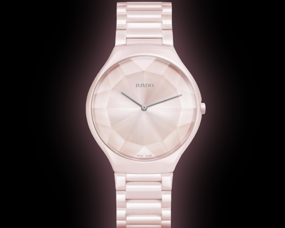 Rado TRUE Round 2712 Pink Dial, High-Tech Ceramic, Titanium, Thinline x ...