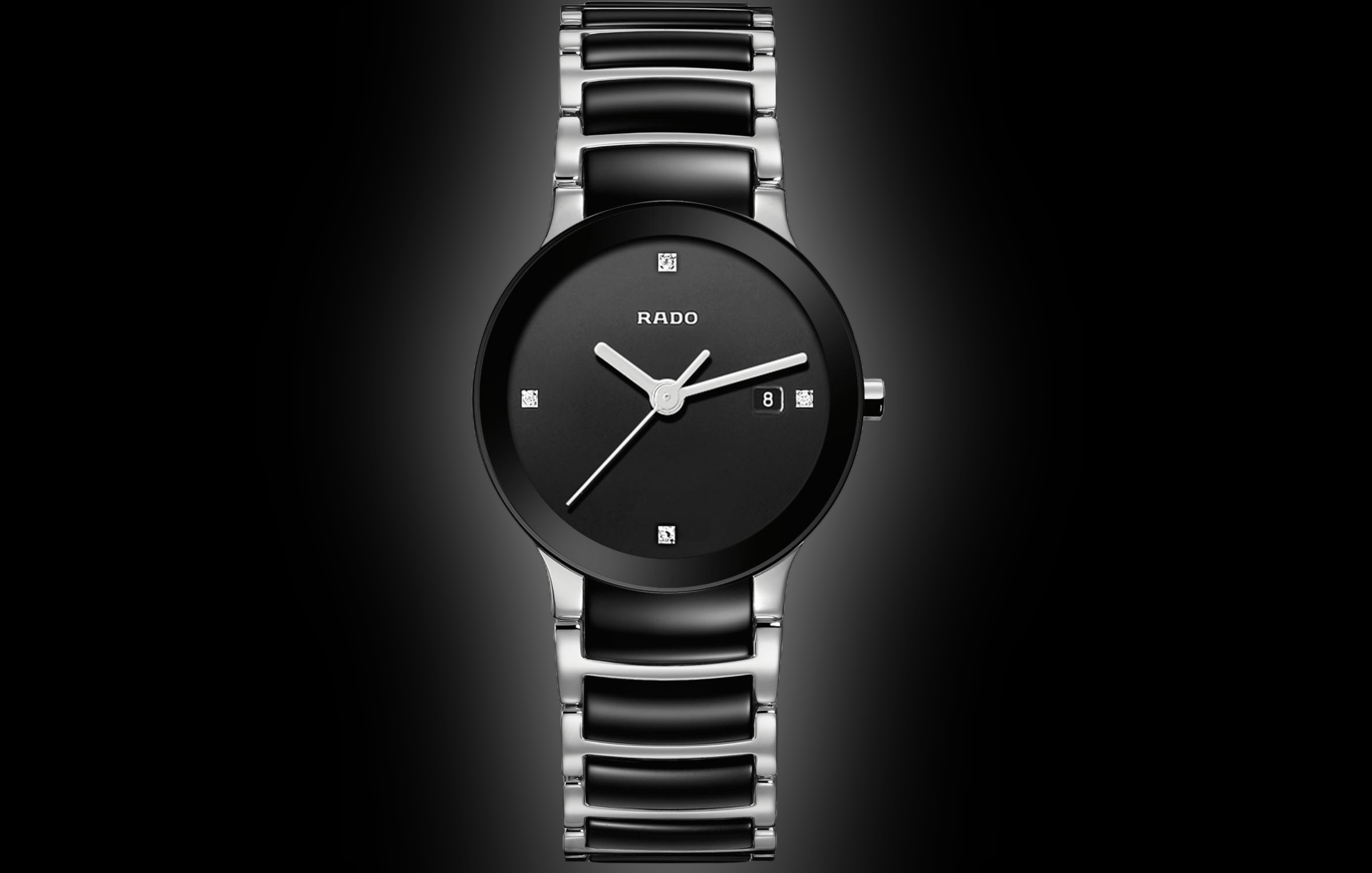 Rado Centrix 3093 Black Dial, 28.0 mm, Quartz, Diamonds