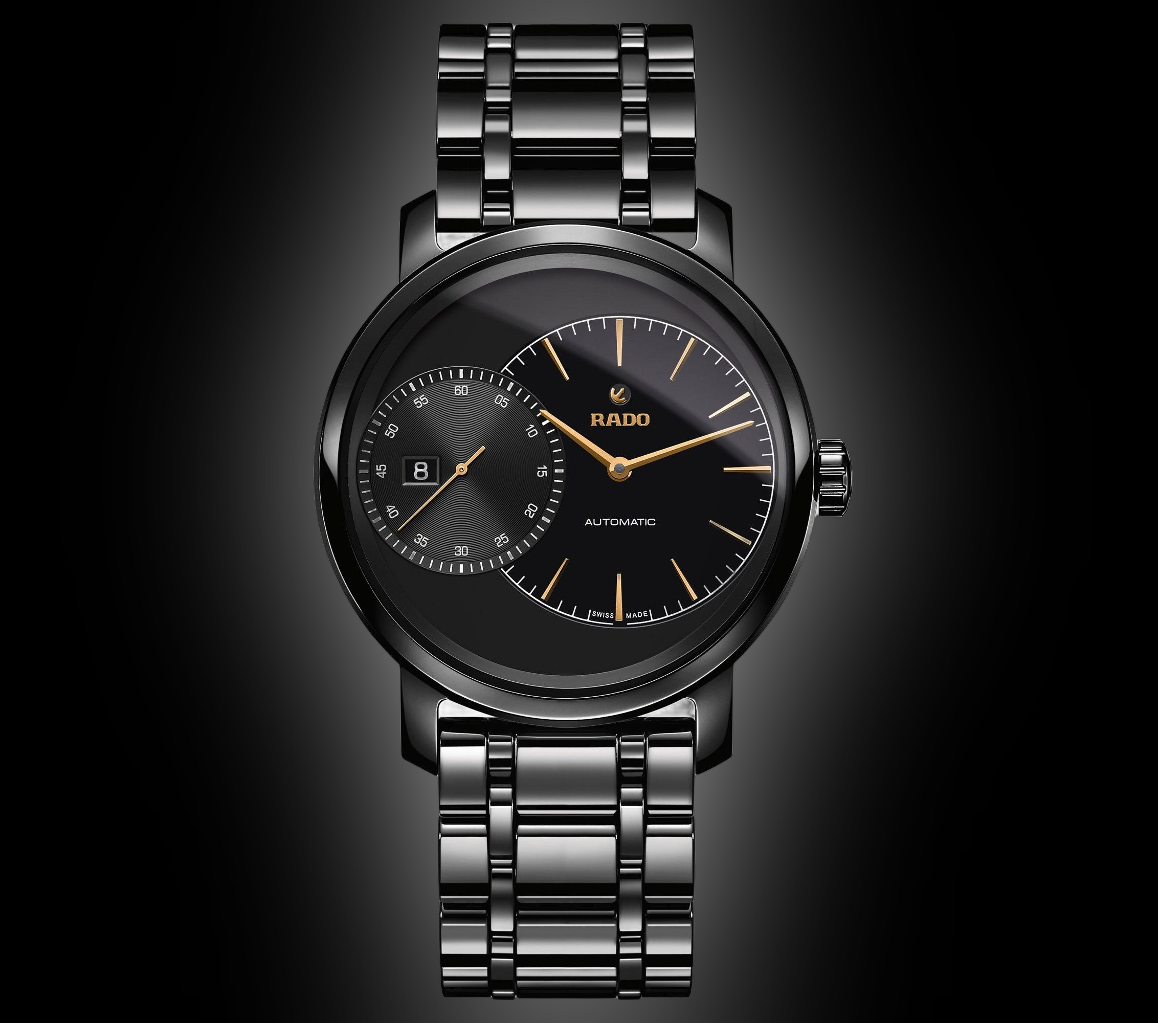 Rado DiaMaster 1412 Black Dial, High-Tech Ceramic, Grande Seconde 
