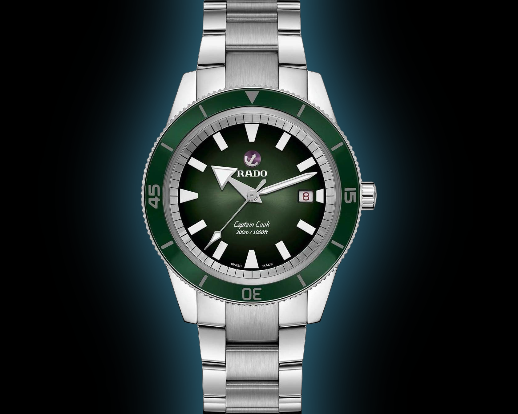 Rado Captain Cook 3210 Green Dial, High-Tech Ceramic, 42.0 mm