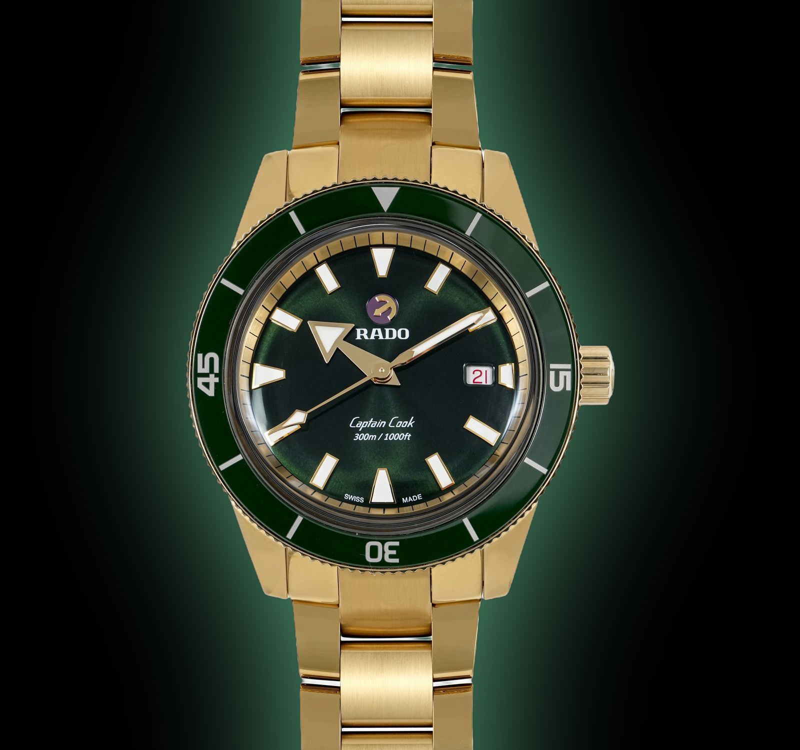 Rado Captain Cook 3213 Green Dial, Stainless Steel, 42.0 mm, Automatic