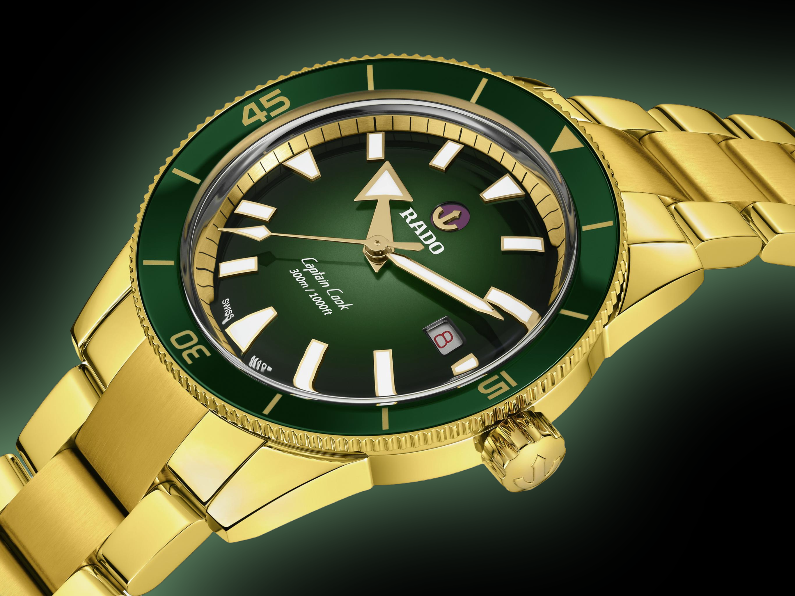 Rado Captain Cook R32136323 Green Dial, High-Tech Ceramic, 42.0 mm