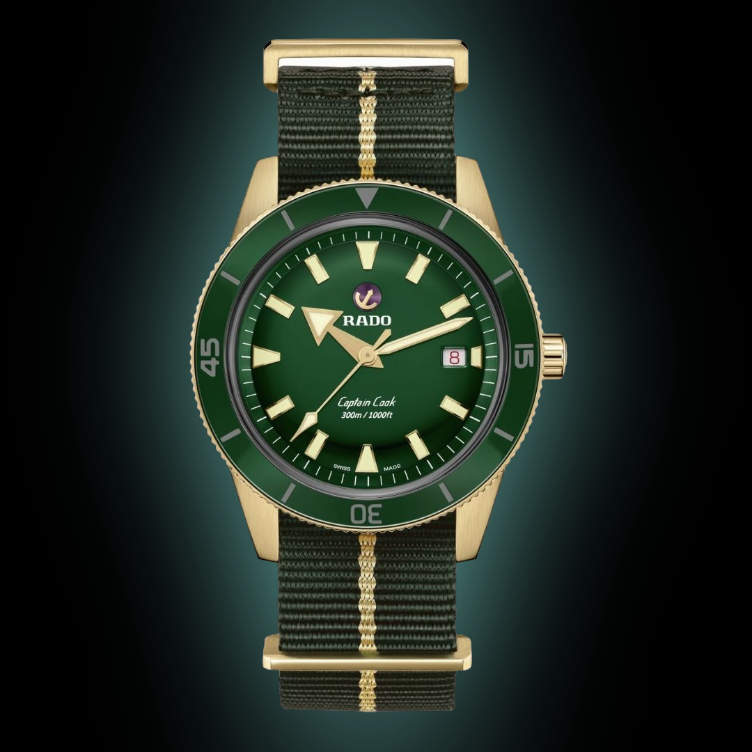 Rado Captain Cook 3250 Green Dial, Titanium, Automatic, Bronze and