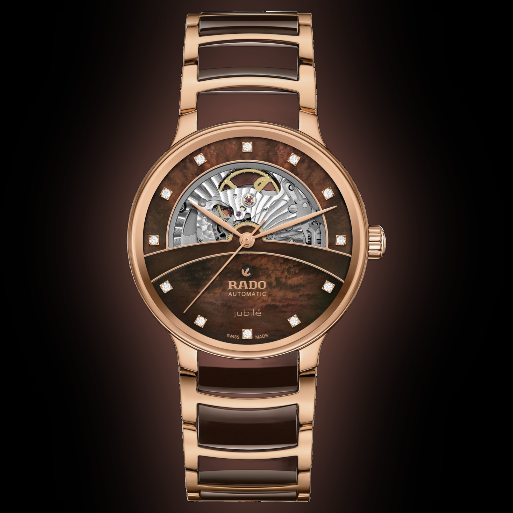 Rado Centrix 3002 Open Heart Rose Gold Dial, Stainless Steel