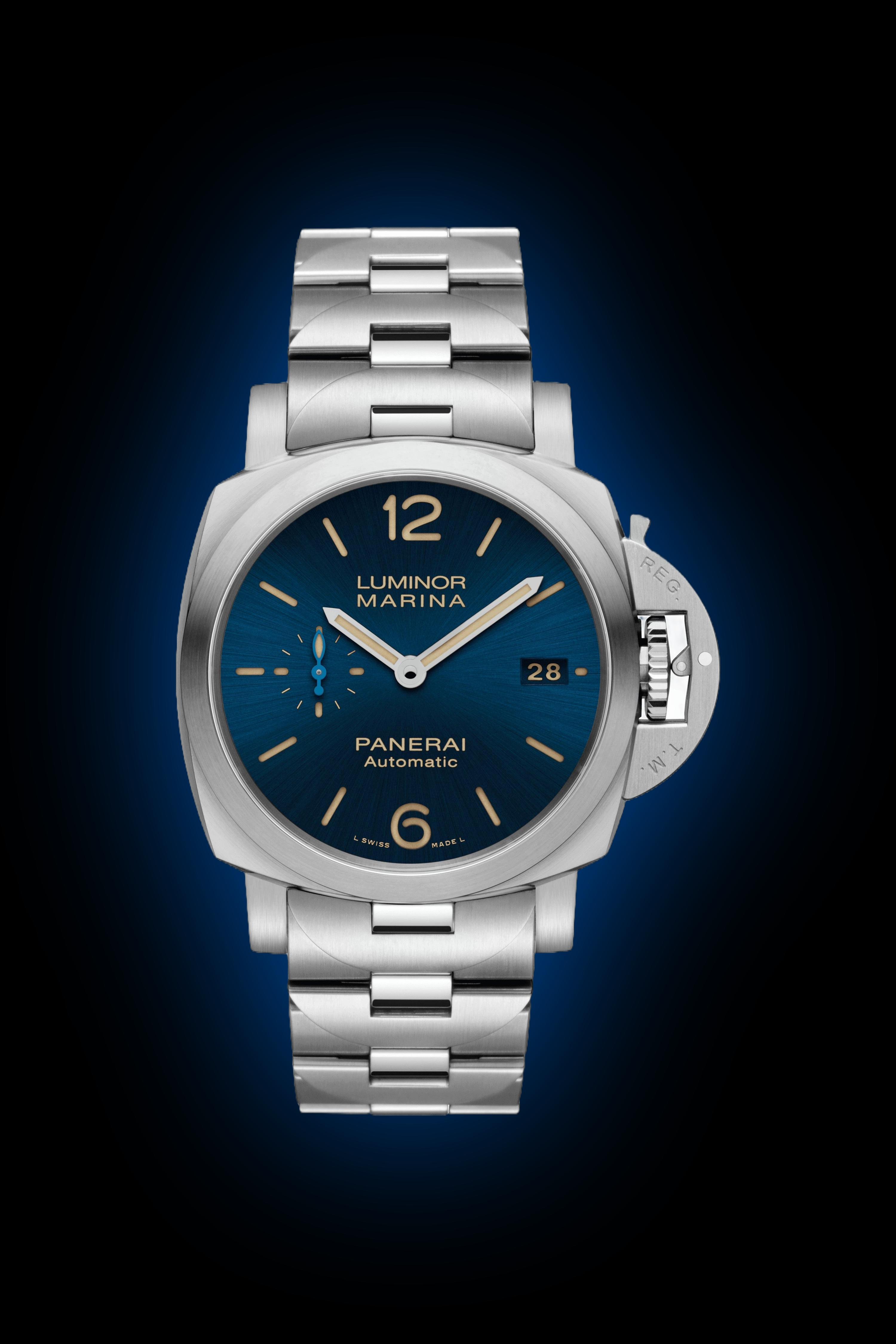 Panerai Luminor 1950 01028 Blue Sunburst Dial, Stainless
