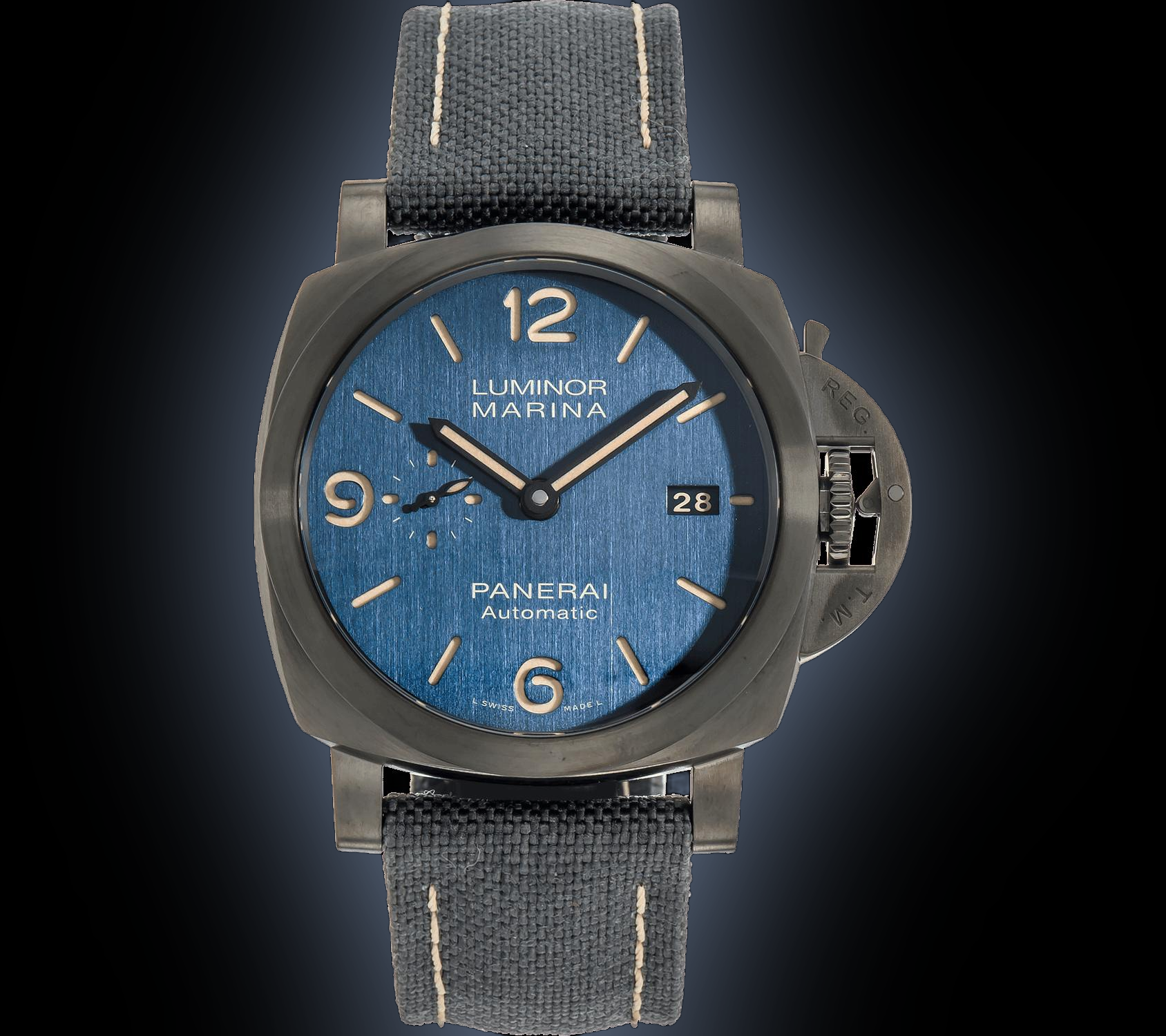 Blue Dial Pam01021 Pre-Owned Panerai Luminor Marina Bucherer Blue