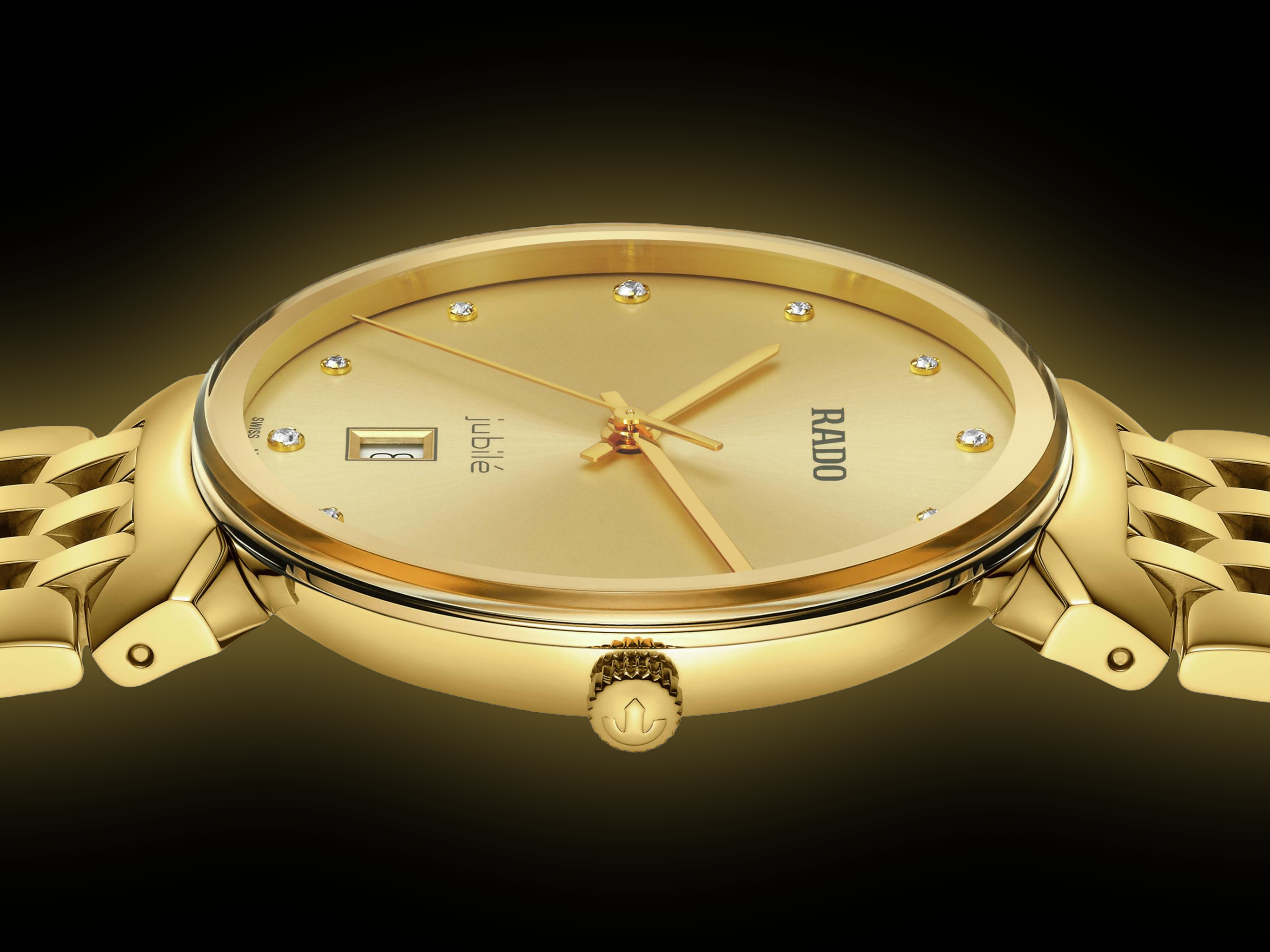 Rado Florence 4891 Golden Dial, Stainless Steel, 38.0 mm, Diamonds