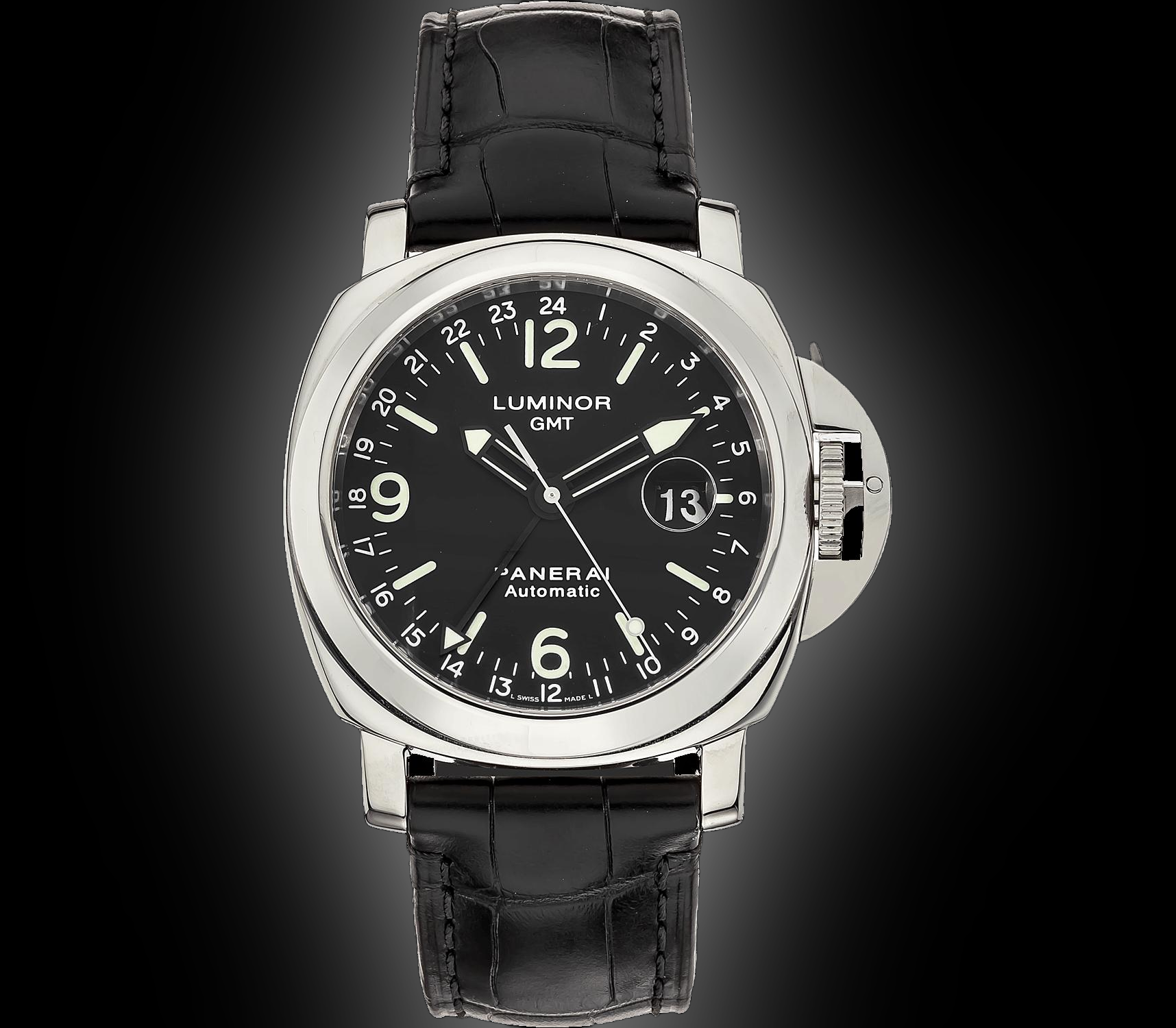Panerai Luminor 00063 Black Dial, Stainless Steel, mm, GMT