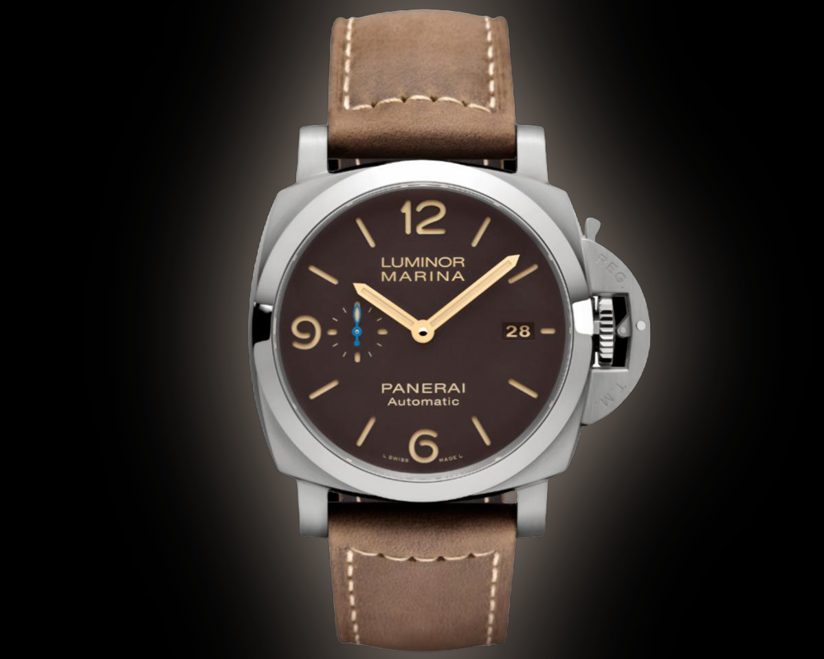 PANERAI Luminor 木製時計置時計 Panerai Luminor 1950 01351 Brown Dial, Titanium, 44.0 mm, Automatic