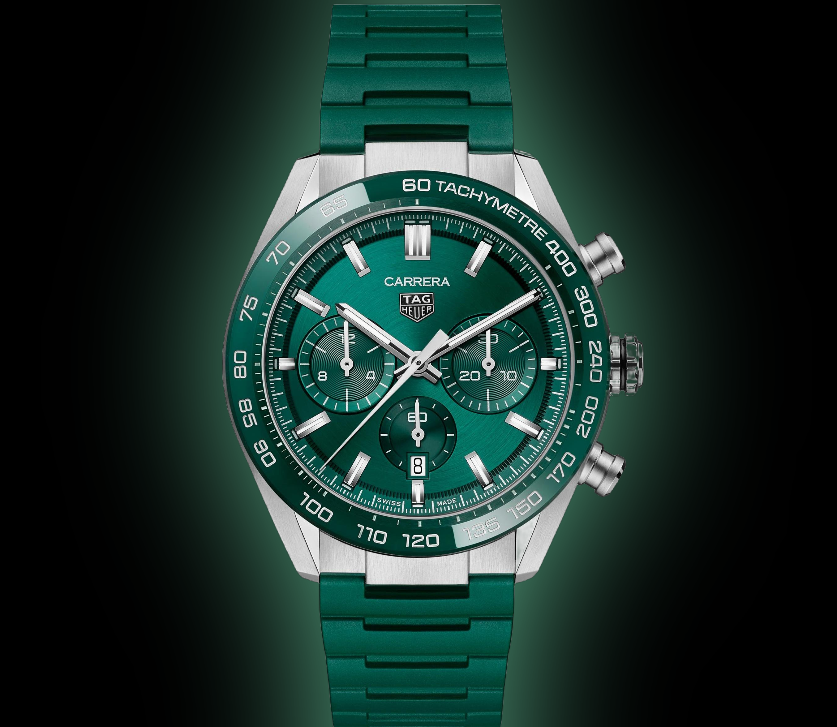 TAG Heuer タキメーター付き 緑色 ラバーベルト TAG Heuer