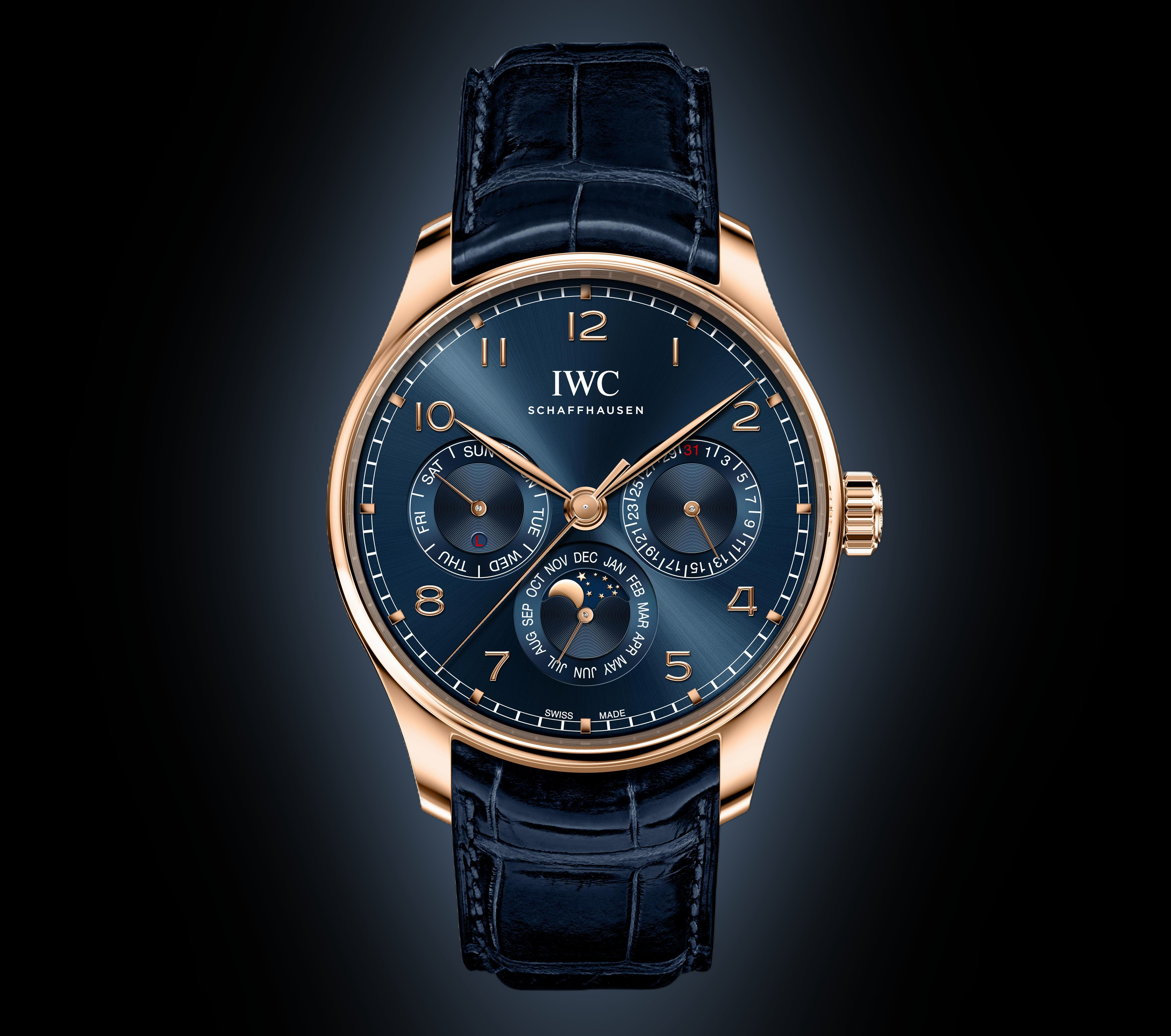 IWC Portugieser 3442 Blue Dial, 18 ct 5N Gold, 42.4 mm, Perpetual