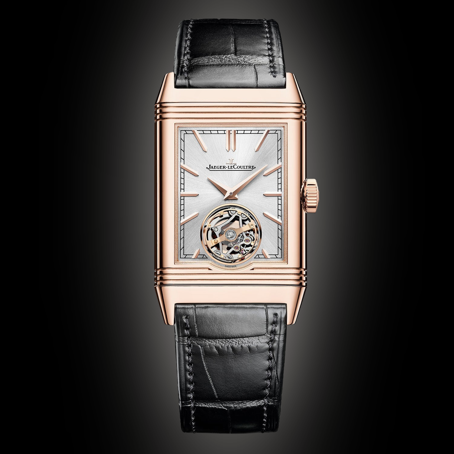 Jaeger LeCoultre Reverso 392 Silvered Grey Dial, 18 Carat Pink