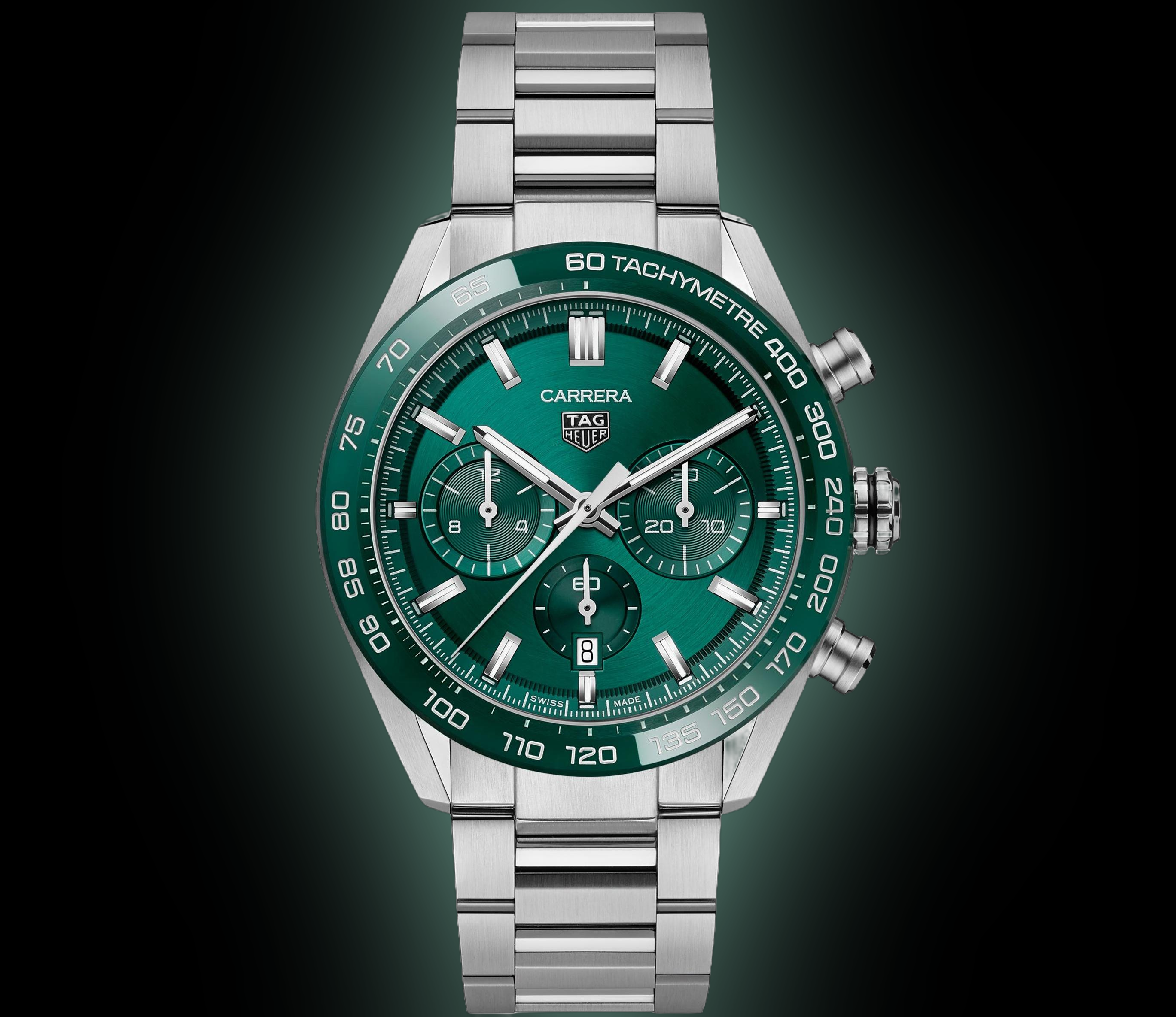 TAG Heuer Carrera BA0643 Green Dial, Ceramic, Chronograph, Steel