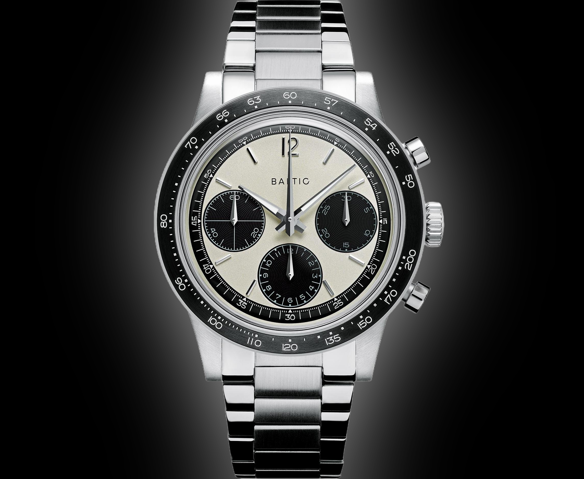 Baltic Watches Tricompax Semi Gloss Black Finish Dial, Stainless