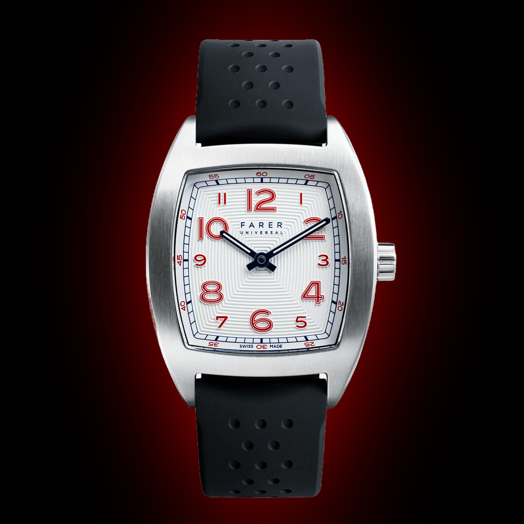 Farer Tonneau London Automatic, Milanese Bracelet, White Dial