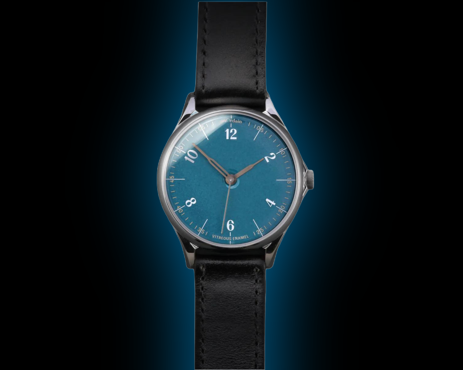 anOrdain Model 1 Teal Hand Wound Manual, Vitreous Enamel on Copper