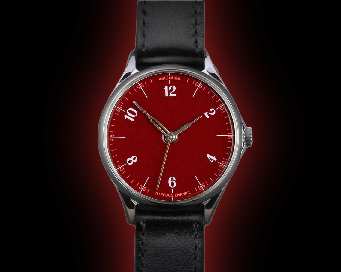 anOrdain Model 1 Ox Blood Hand Wound Ox Blood, Vitreous Enamel on