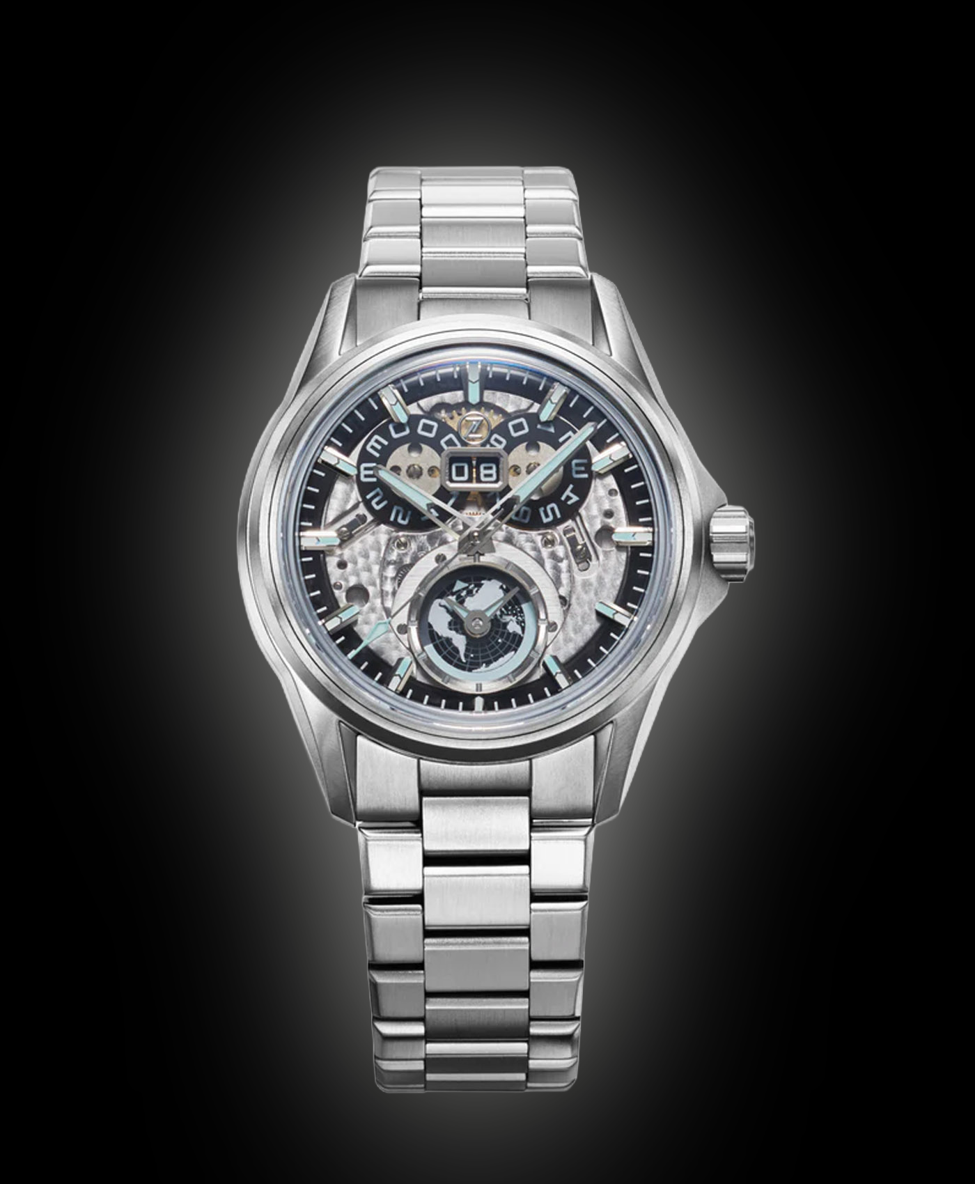 その他 ohime Zelos Spearfish Dual Time Ti Sky Blue, Clear Sapphire Dial