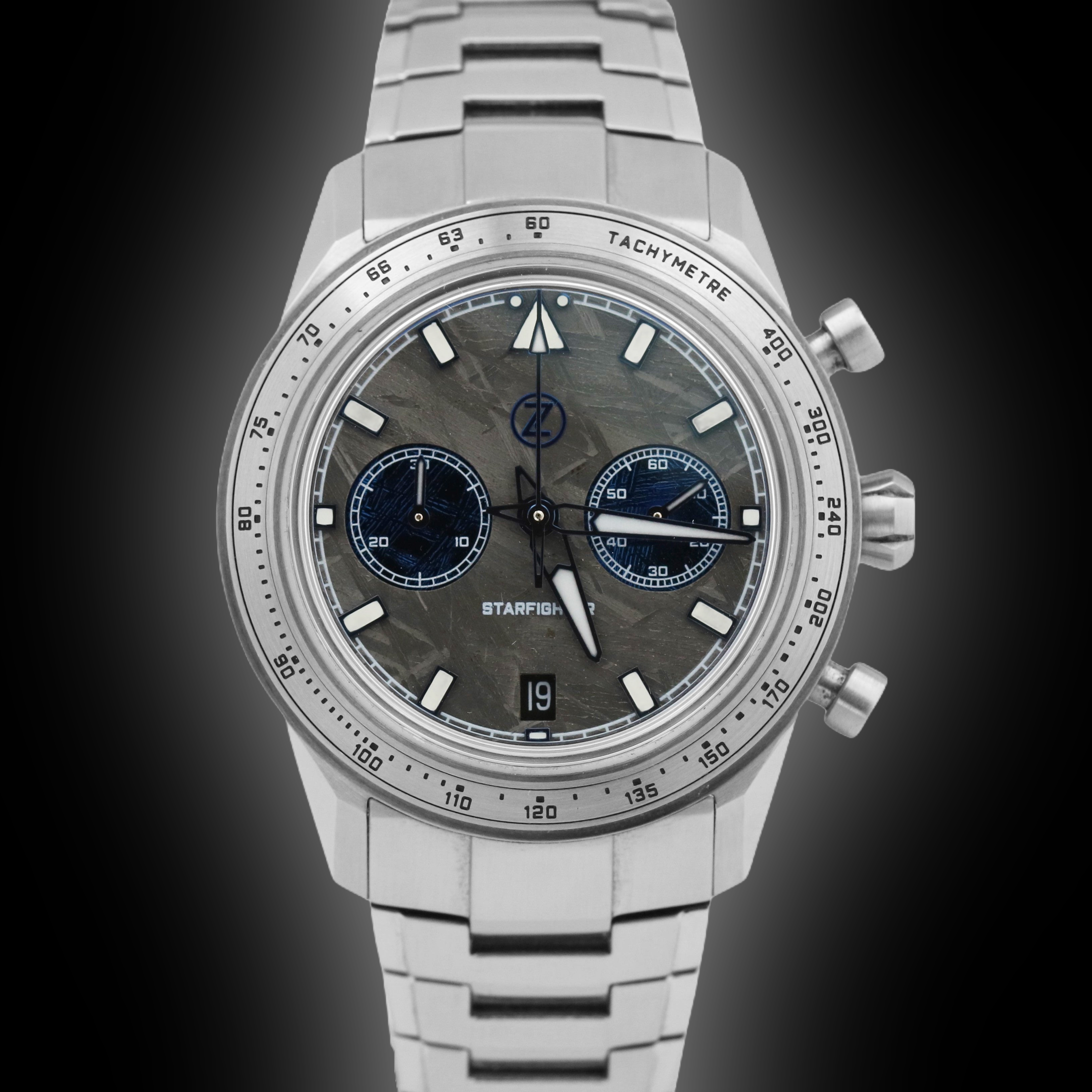 Zelos Starfighter Chronograph Meteorite, Natural Grey Dial
