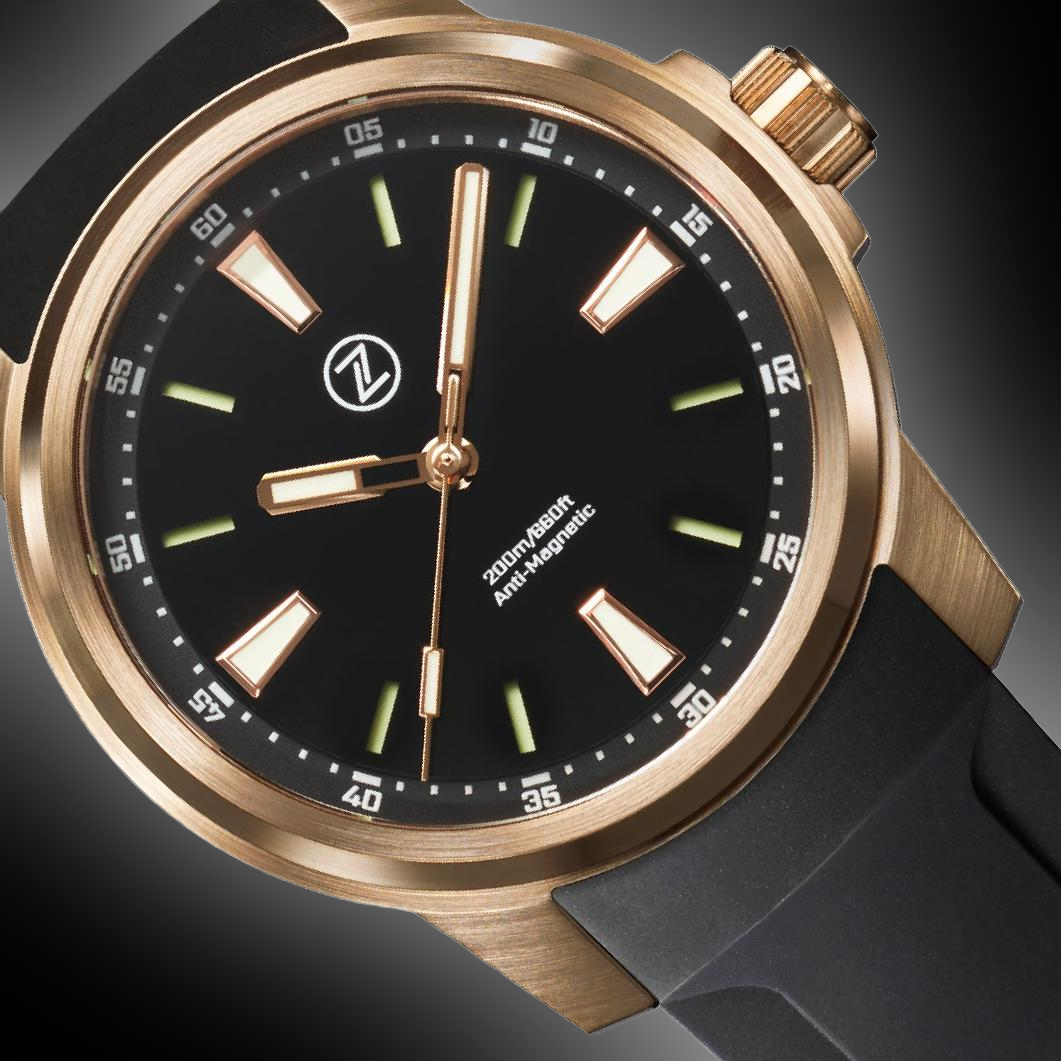 Zelos Aurora Field 42 mm Diver Br Launch Special, Black Onyx Dial