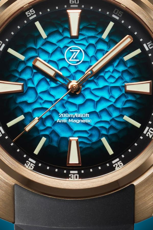 Zelos Aurora Field 42 mm Diver Br Launch Special, Fumé Teal Dial