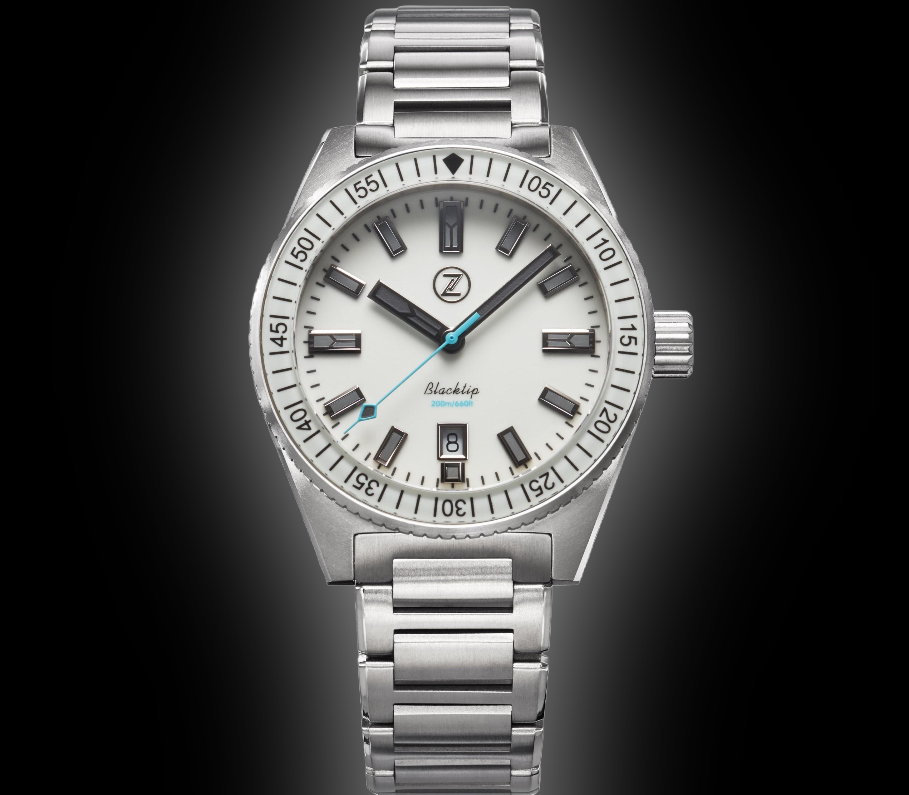 Zelos Blacktip 200 m Mother of Pearl, Teal Dial, Titanium, 41 mm