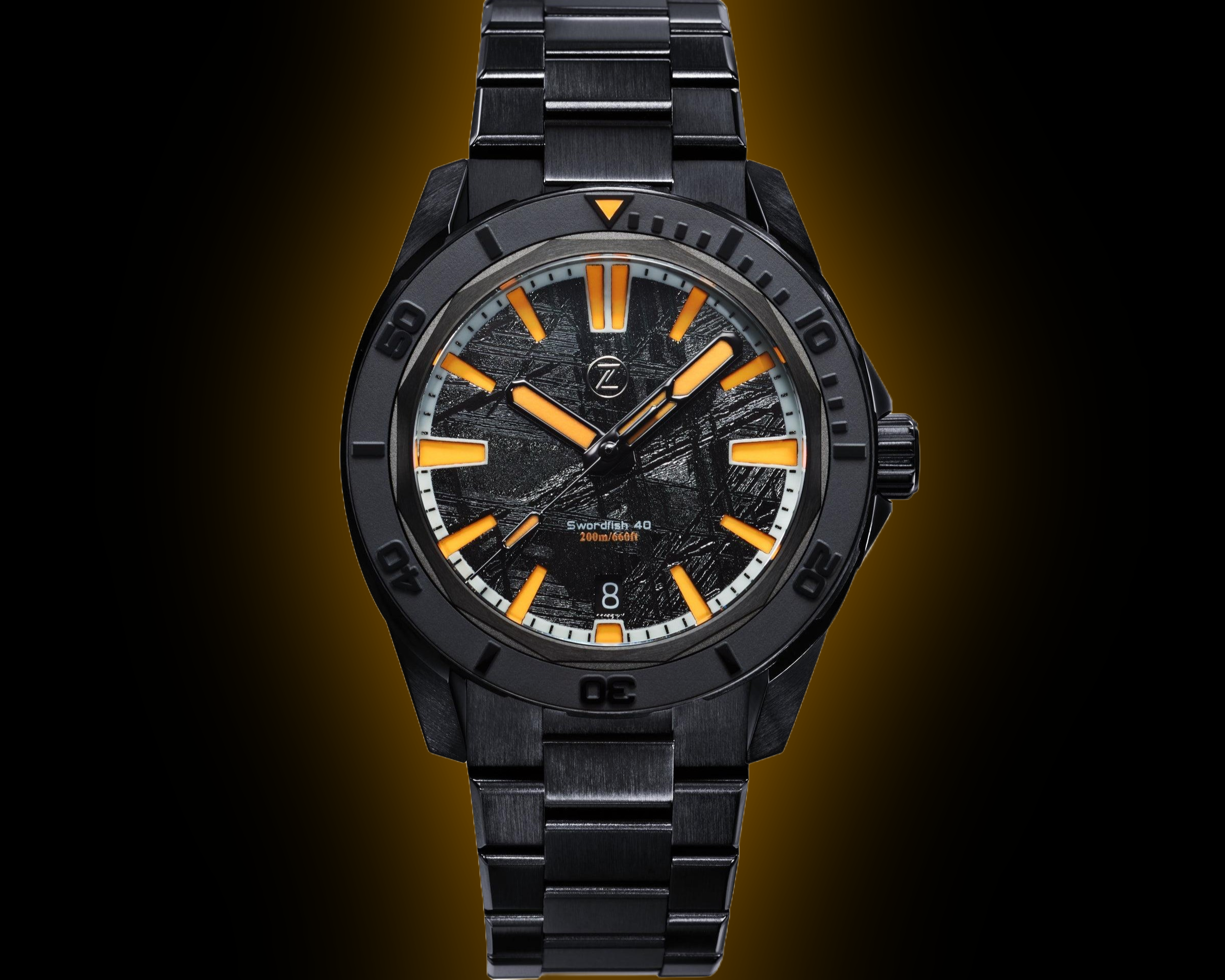 Zelos The Swordfish 40 mm Diver DLC Meteorite, Gunmetal Dial