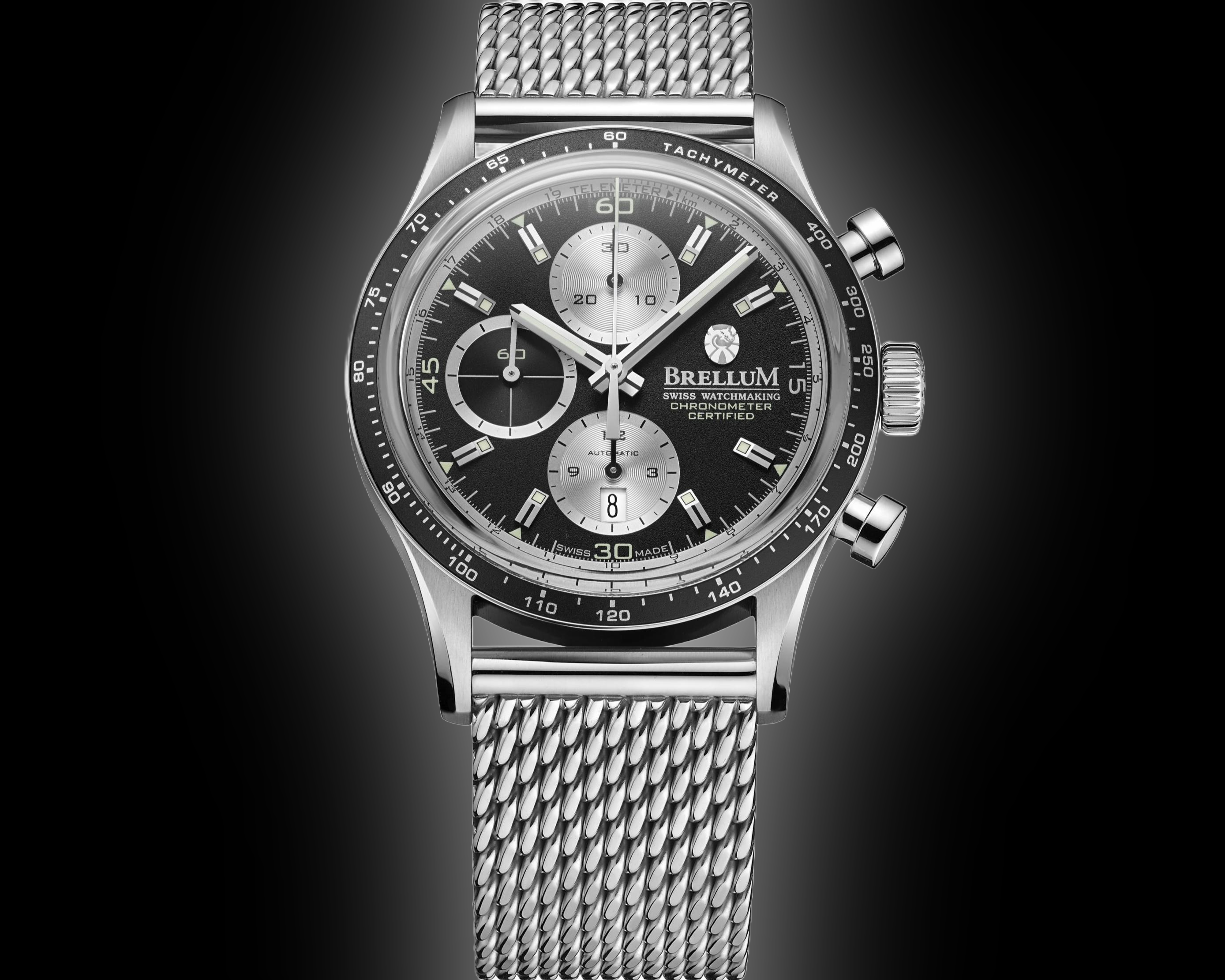 Brellum Pandial DB.CH.3 Black Dial, Stainless Steel, 43.0 mm