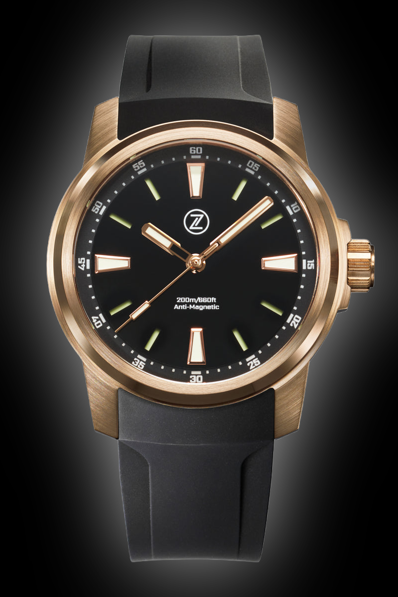 Zelos Aurora Field 42 mm Diver Br Launch Special, Black Onyx Dial