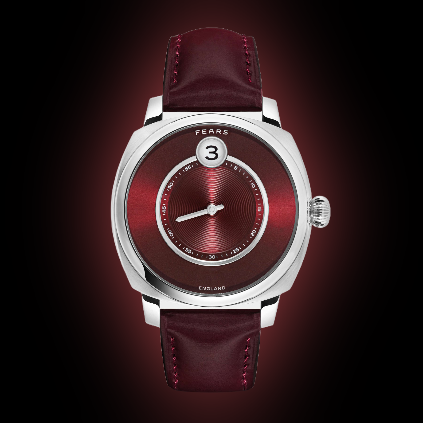 Fears Brunswick Raven Black Dial, Stainless Steel, 40.5 mm, Jump Hour