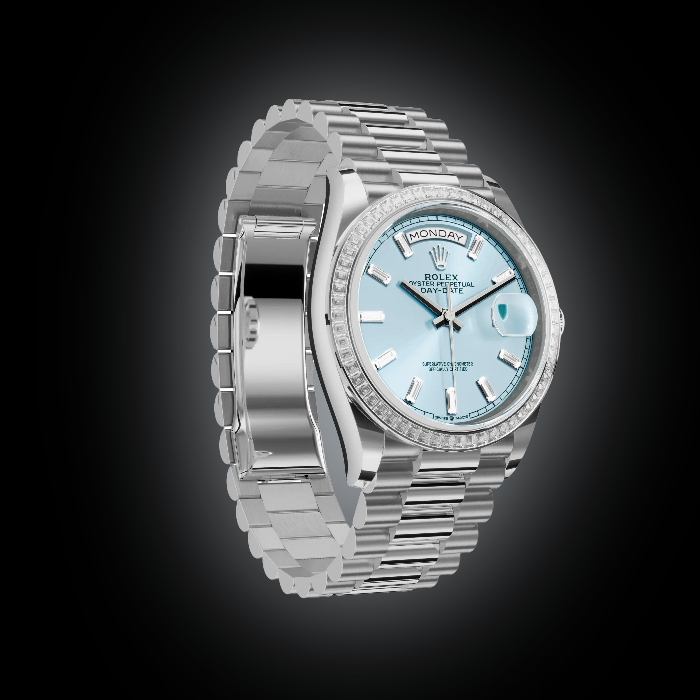 Rolex Day-Date 36 128396 Ice Blue Dial, Platinum, 36.0 mm, Diamonds