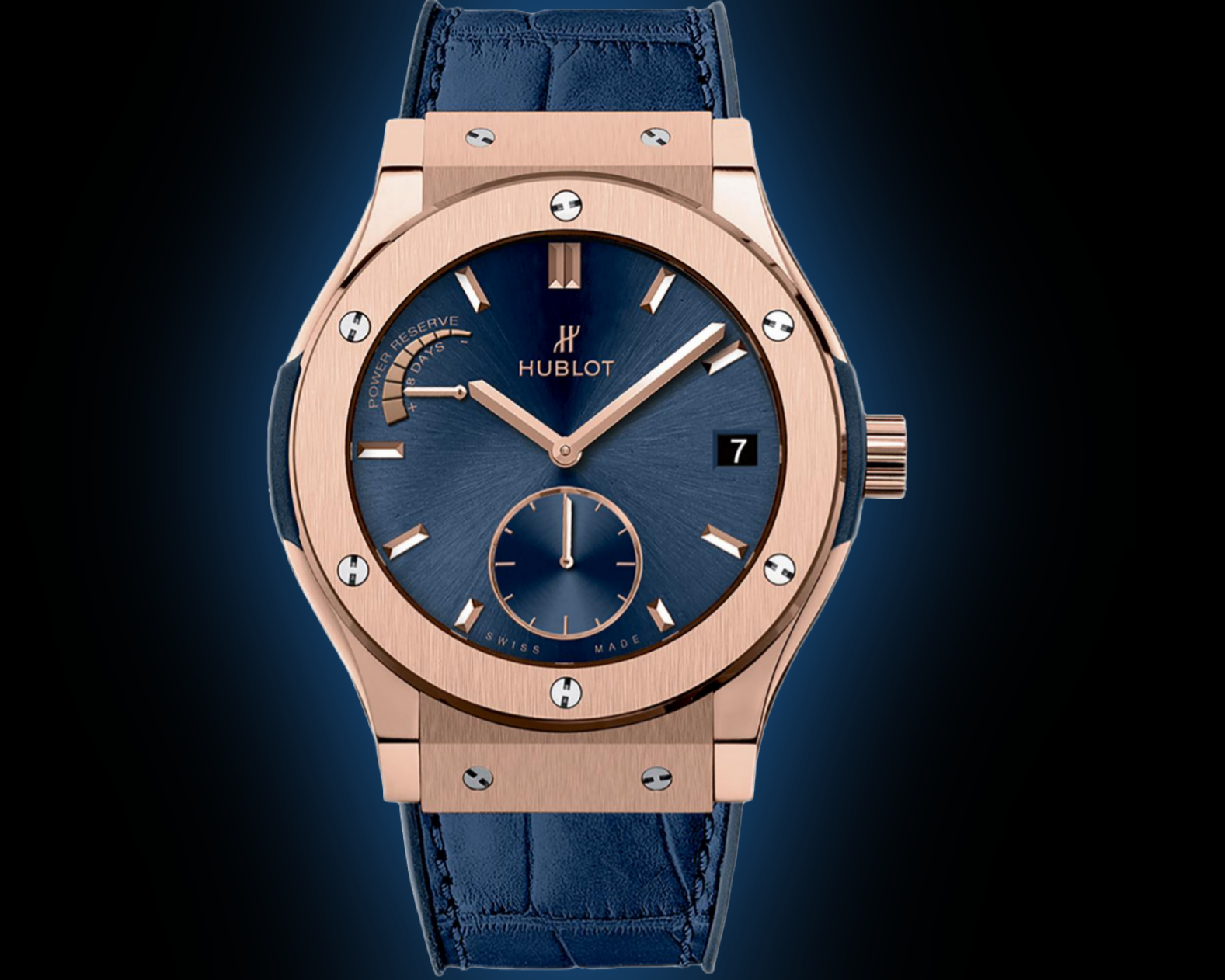 Hublot Classic Fusion 516.OX Blue Dial, 18kt King Gold, 45.0 mm