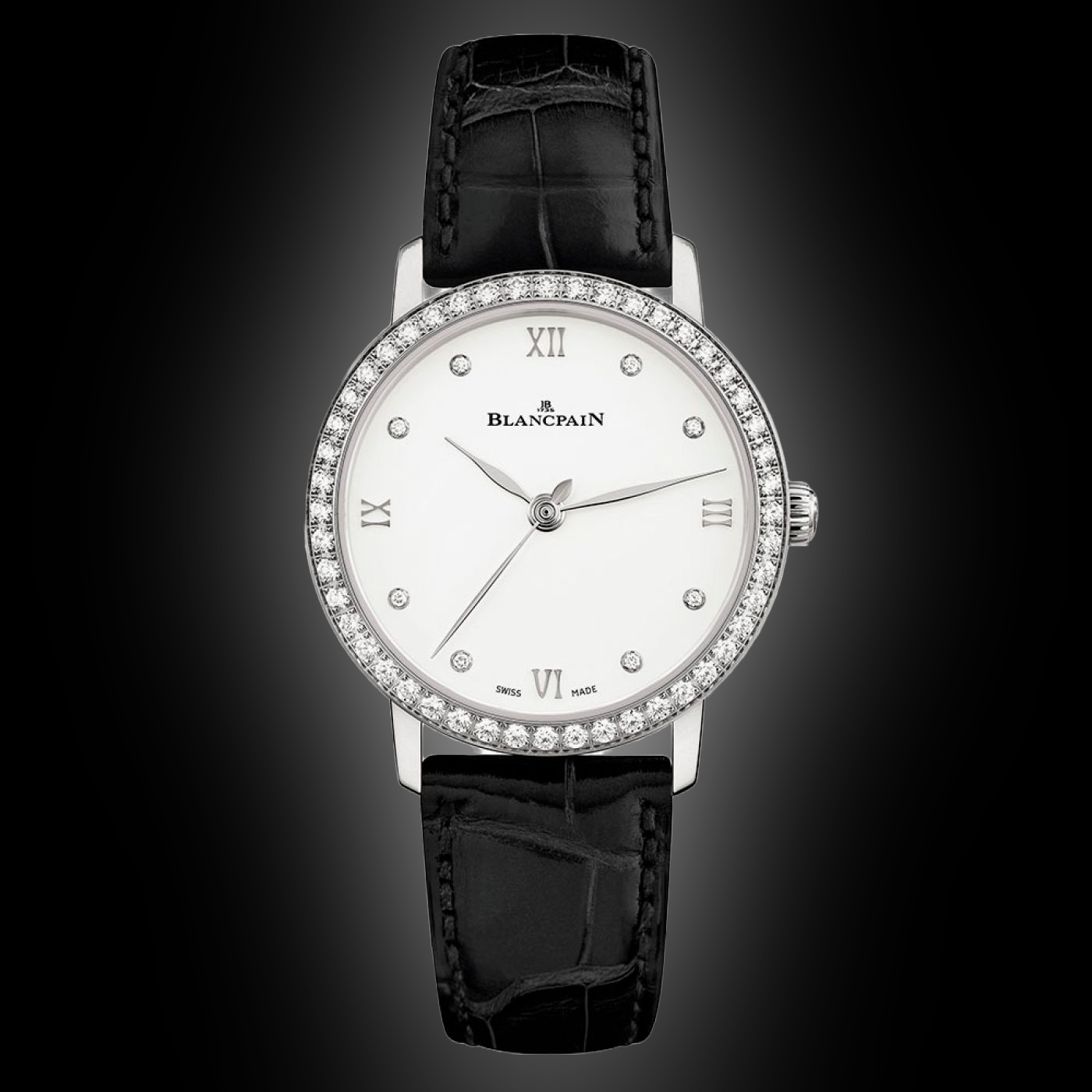 Blancpain Villeret Ultraplate 6104 White Dial, Steel, 29.0 mm, Fabric