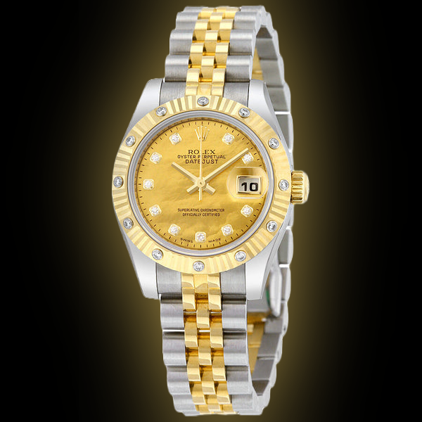 Rolex Lady-Datejust 26 179313 Champagne Dial, 18kt Yellow Gold