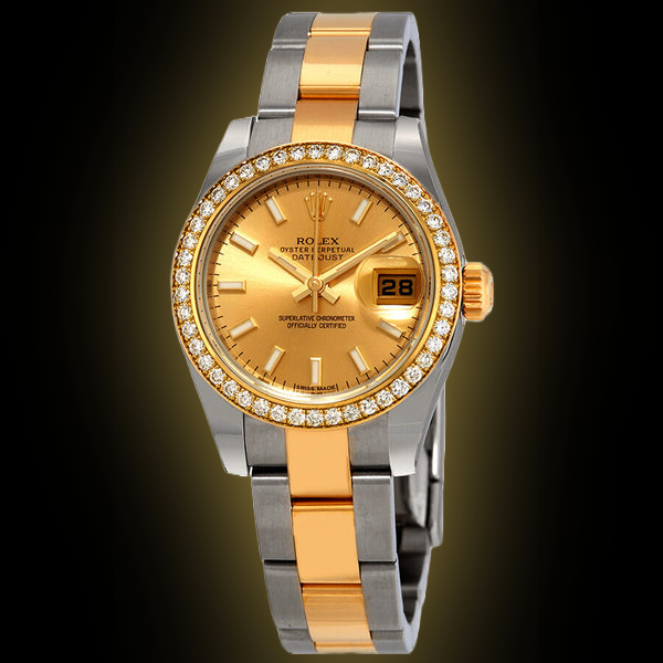 Rolex Lady-Datejust 26 179383 Ivory Sunburst Dial, 18kt Yellow