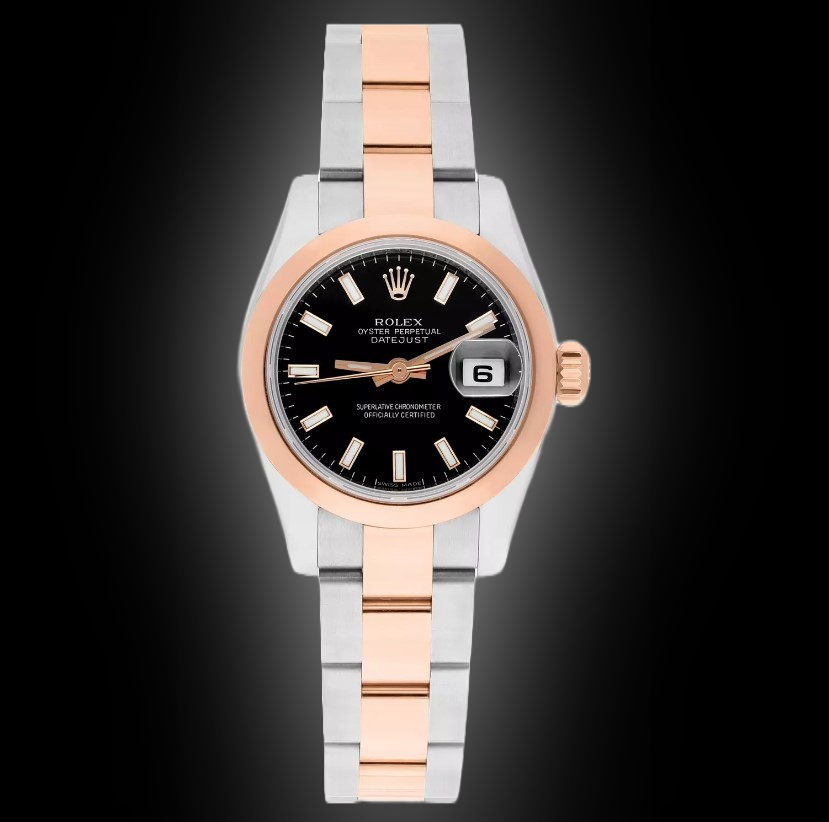 Rolex Lady-Datejust 179161 Black Dial, 18k Everose Gold, 26.0 mm